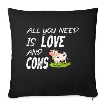 All you need is Love and cows - Sofa pillow with filling 45cm x 45cm - black - Front