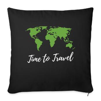 Reisen Fernweh Travel shirt World Map Geschenk - Sofa pillow with filling 45cm x 45cm - black - Front