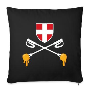 Savoie Ski et fondue savoyarde Cadeau Haute Savoie - Coussin et housse de 45 x 45 cm - noir - Devant