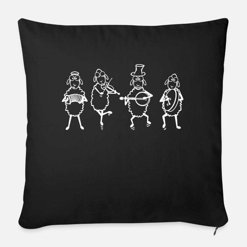 Moutons faisant de la musique - Coussin et housse de 45 x 45 cm - noir