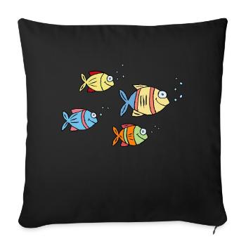 Poisson Cichlide Eau Mer Graffiti Dessin - Coussin et housse de 45 x 45 cm - noir - Devant