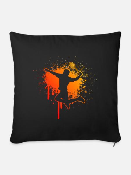 Badmintonspieler Herren Badminton Federball - Sofakissen mit Füllung 45 x 45 cm - Schwarz