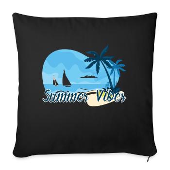 Summer Palm Trees Beach Sea Holiday - Sofa pillow with filling 45cm x 45cm - black - Front