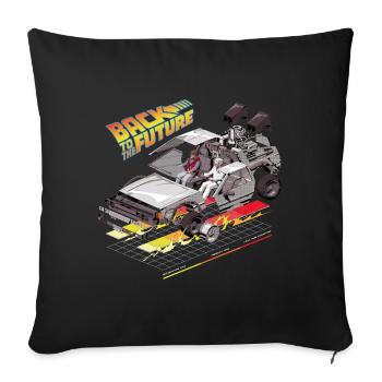 Retour Vers Le Futur Time Machine DeLorean - Coussin et housse de 45 x 45 cm - noir - Devant