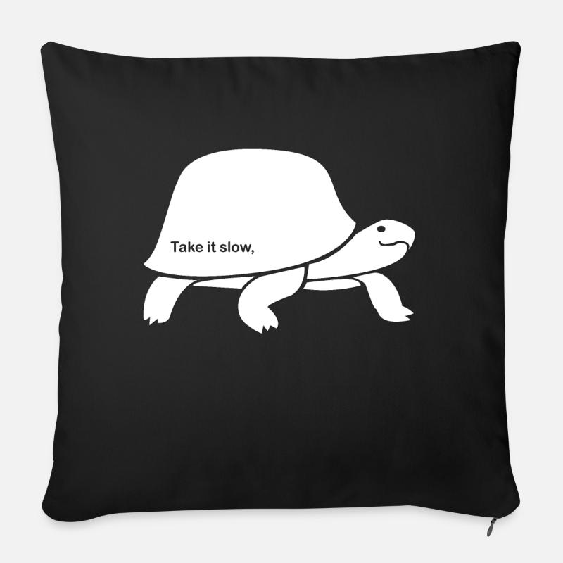 Nehmen Sie es langsam Turtle Design - Sofakissen mit Füllung 45 x 45 cm - Schwarz