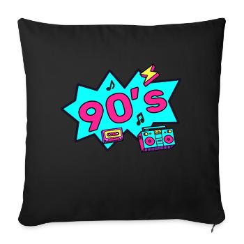 90er Jahre 90´s nineties ninety neunziger - Sofakissen mit Füllung 45 x 45 cm - Schwarz - Vorne
