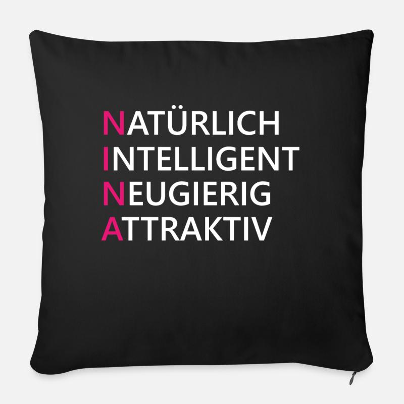 Nina Name Geschenk - Sofakissen mit Füllung 45 x 45 cm - Schwarz