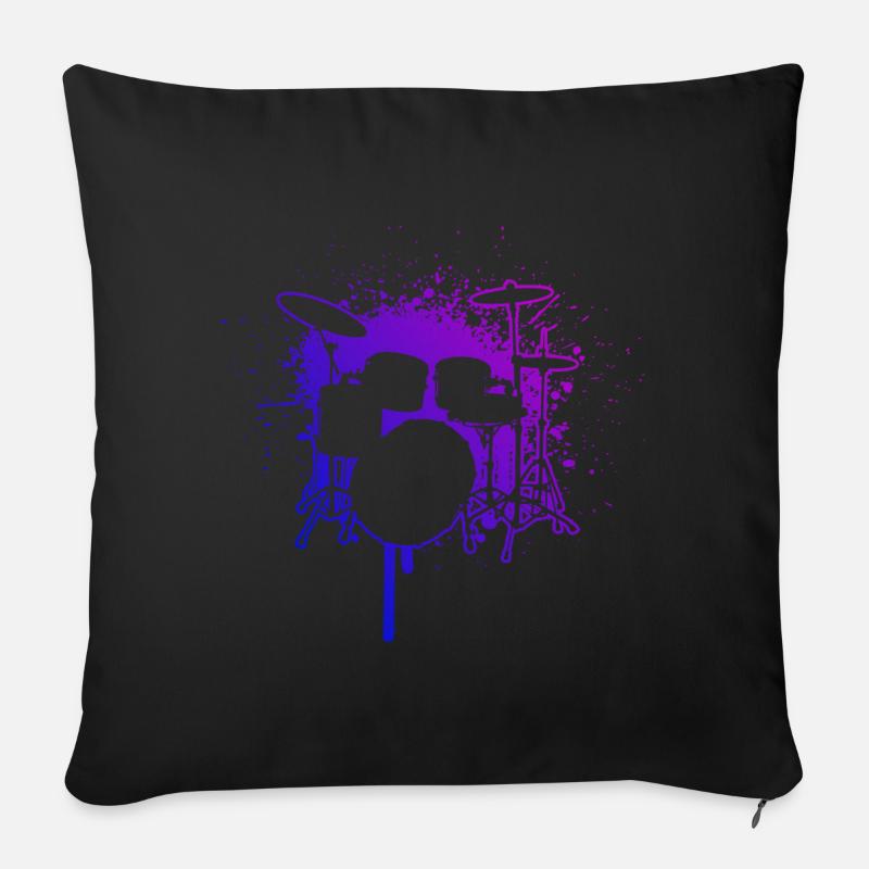 Drum Kit Schlagzeugspieler Damen Schlagzeug - Sofakissen mit Füllung 45 x 45 cm - Schwarz
