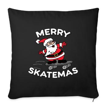 Merry Skatemas | Skateboard Christmas Print - Sofa pillow with filling 45cm x 45cm - black - Front