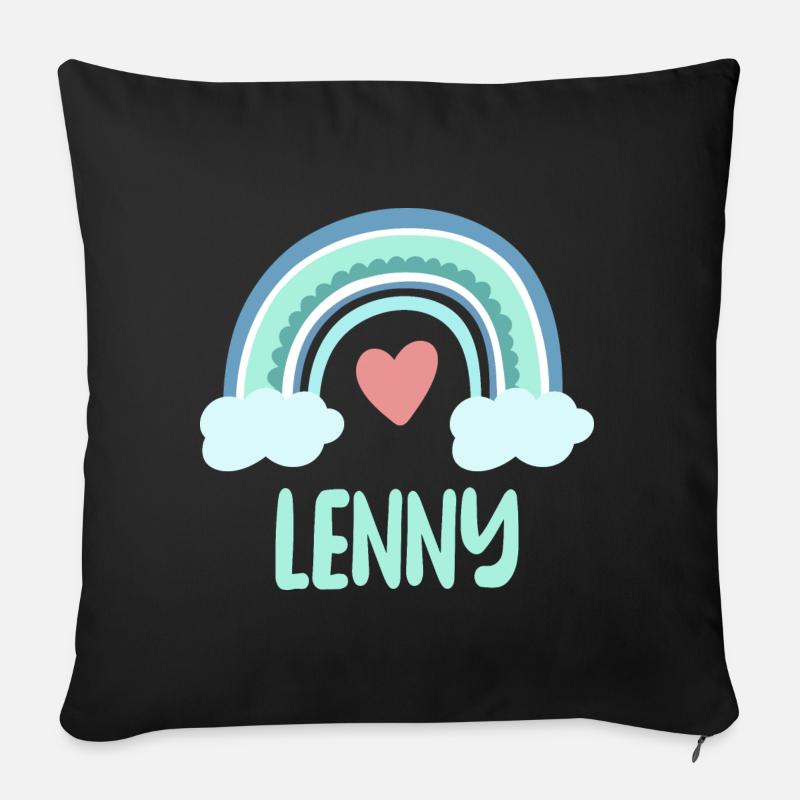 Lenny Name Regenbogen Baby - Sofakissen mit Füllung 45 x 45 cm - Schwarz