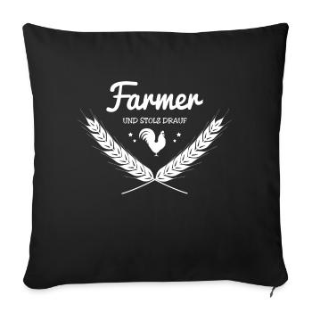 Farmer mit Huhn in weiß - Sofakissen mit Füllung 45 x 45 cm - Schwarz - Vorne