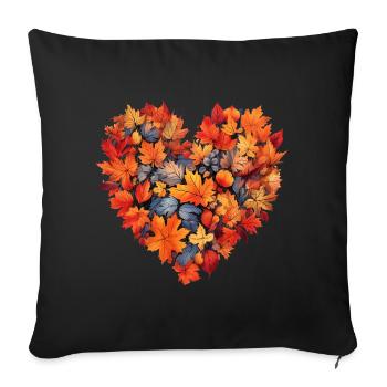 Herbst Herz Herbstlaub - Sofakissen mit Füllung 45 x 45 cm - Schwarz - Vorne