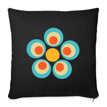 70s Flower Pattern - Sofa pillow with filling 45cm x 45cm - black - Front