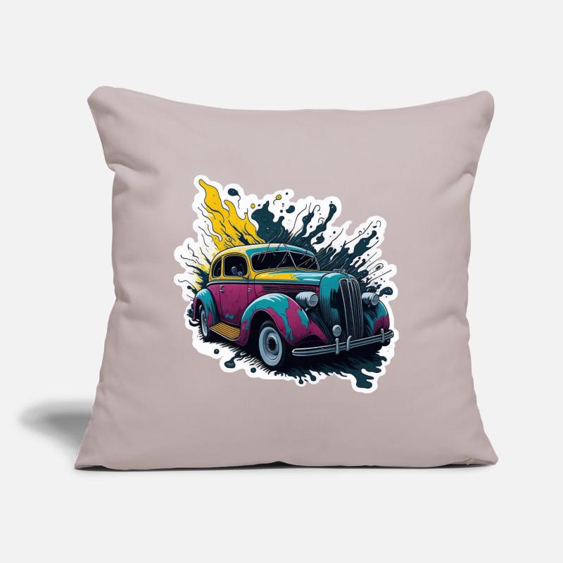 Farbiger Oldtimer Spritzer Sofakissen mit Füllung 45 x 45 cm