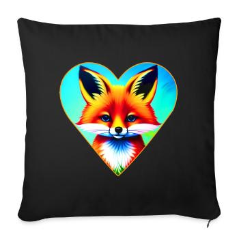 Cute fox in heart shape - Sofa pillow with filling 45cm x 45cm - black - Front