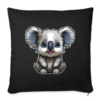 Niedlicher kleiner Koala Bär - Sofakissen mit Füllung 45 x 45 cm - Schwarz - Vorne
