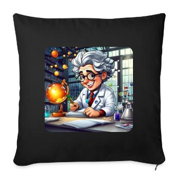 Cute professor with white hair and glasses - Sofa pillow with filling 45cm x 45cm - black - Front