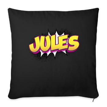 Jules Nom personnalisé Style BD Pop Art, Jules - Coussin et housse de 45 x 45 cm - noir - Devant