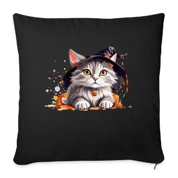 Halloween-Katze - Sofakissen mit Füllung 45 x 45 cm - Schwarz - Vorne