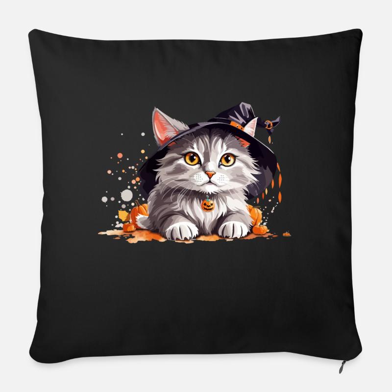 Halloween-Katze - Sofakissen mit Füllung 45 x 45 cm - Schwarz