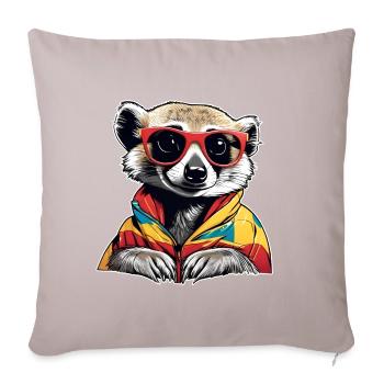 Suricate coquin avec lunettes de soleil - Coussin et housse de 45 x 45 cm - taupe clair - Devant