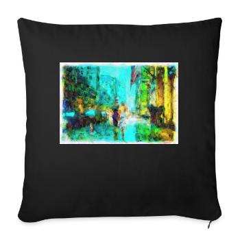 New Yorkers In Rain - Sofa pillow with filling 45cm x 45cm - black - Front