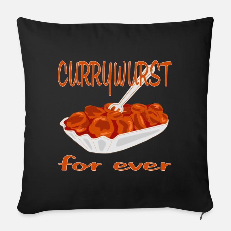 Currywurst ist Lecker - Sofakissen mit Füllung 45 x 45 cm - Schwarz