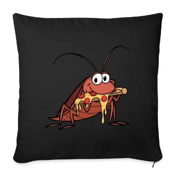 Cute cartoon cockroach with salami pizza - Sofa pillow with filling 45cm x 45cm - black - Front