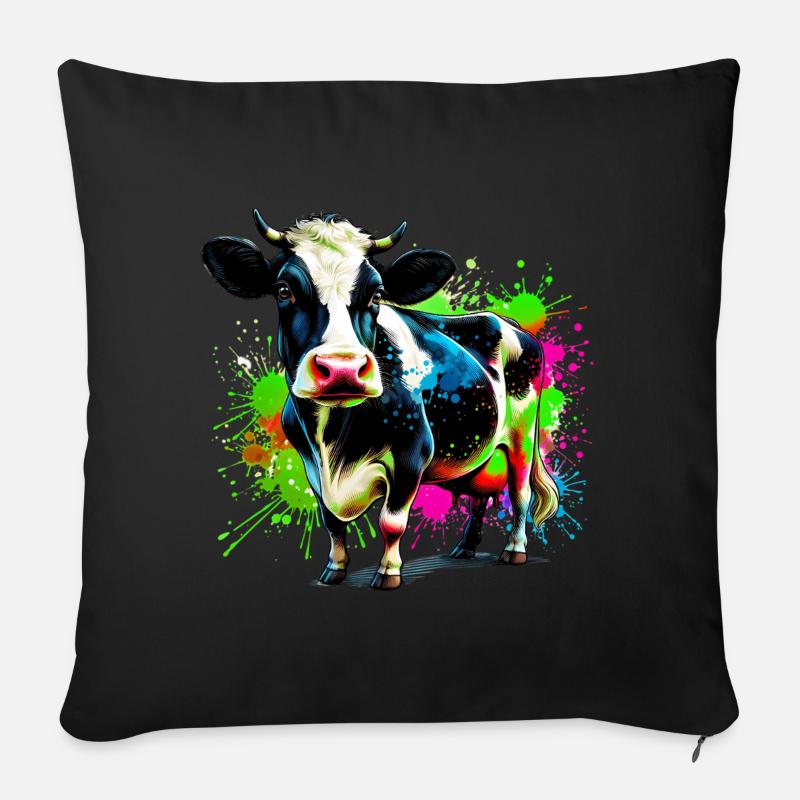 Kuh - Sofakissen mit Füllung 45 x 45 cm - Schwarz