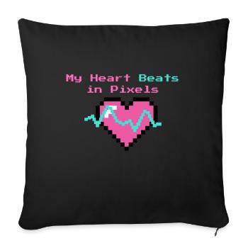 Pixel Heartbeat Retro Gaming Funny Tech - Sofa pillow with filling 45cm x 45cm - black - Front