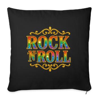 Regenbogen-Glitzer-Rock-N-Roll-Schild - Sofakissen mit Füllung 45 x 45 cm - Schwarz - Vorne