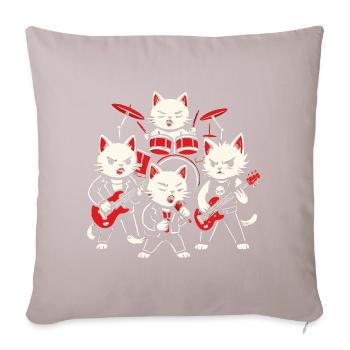 Groupe de rock Chats Jouer Batterie Guitares Musique Graphique - Coussin et housse de 45 x 45 cm - taupe clair - Devant