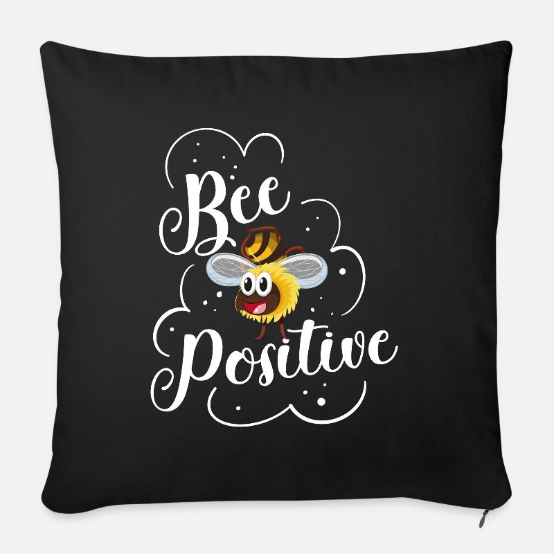 Bee Positive Bienen Spruch Imker - Sofakissen mit Füllung 45 x 45 cm - Schwarz