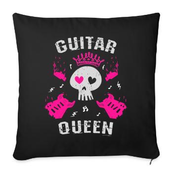Reine de la guitare - Coussin et housse de 45 x 45 cm - noir - Devant
