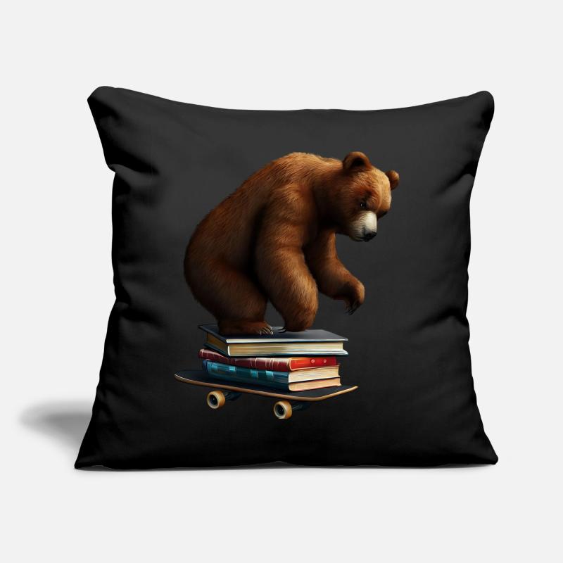 Reading bear on a skateboard Sofa pillow with filling 45cm x 45cm