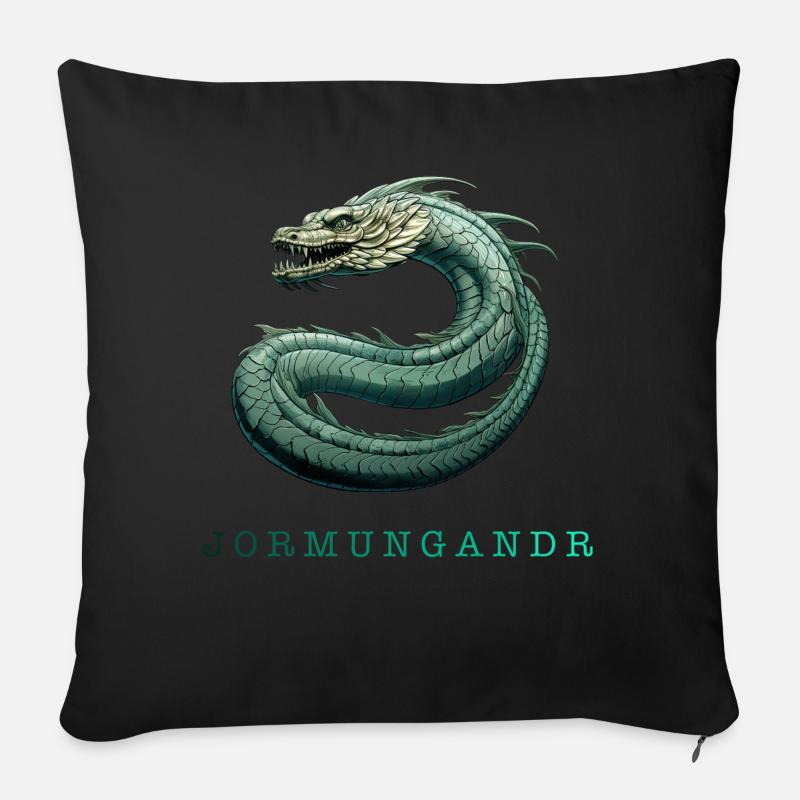 Die Midgardschlange „Jormungandr“ mit Schrift - Sofakissen mit Füllung 45 x 45 cm - Schwarz
