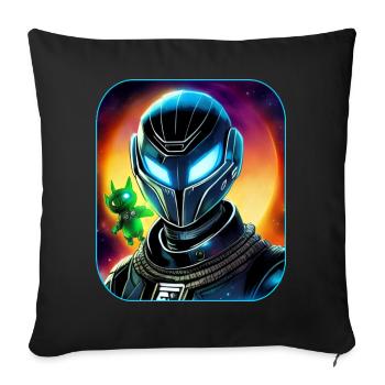 Astronaute de l’espace avec une fée extraterrestre - Coussin et housse de 45 x 45 cm - noir - Devant