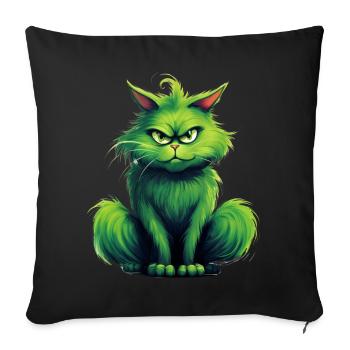 Katze Weihnachten Weihnachtselfe Geschenke Mütze - Sofakissen mit Füllung 45 x 45 cm - Schwarz - Vorne