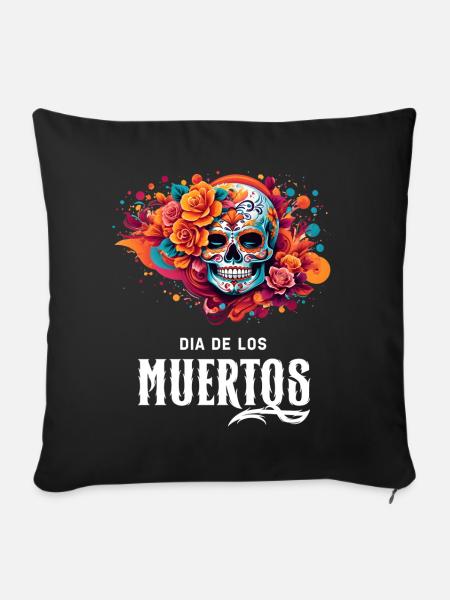 Mystic Statement Shirt: Dia de los Muertos - Sofa pillow with filling 45cm x 45cm - black