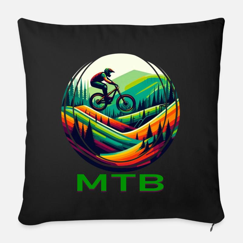 MTB-Fahrrad - Sofakissen mit Füllung 45 x 45 cm - Schwarz