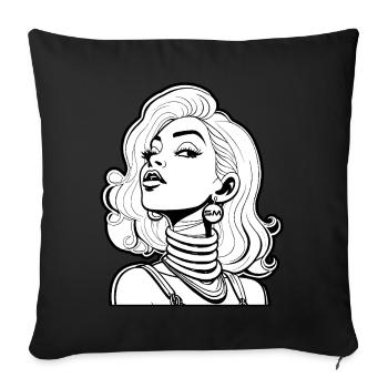 Graphic motif "Comic face" - Sofa pillow with filling 45cm x 45cm - black - Front