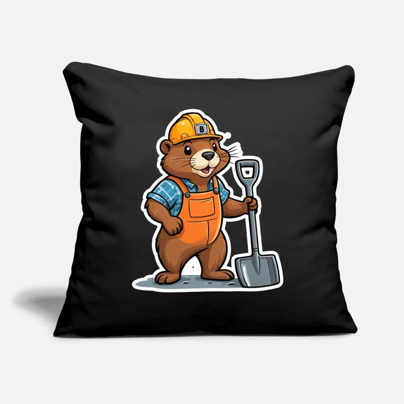 Baustellen Bieber Sofakissen mit Füllung 45 x 45 cm