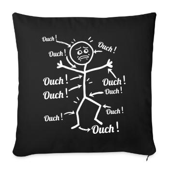 Humour Sport & Health - Stickman ouch mal partout - Sofa pillow with filling 45cm x 45cm - black - Front