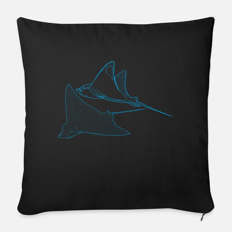 Rochen Pärchen - Sofakissen mit Füllung 45 x 45 cm - Schwarz
