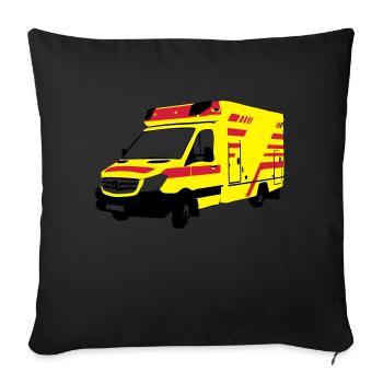 RTW Rettungsdienst Krankenwagen Einsatz Alarm KTW - Sofakissen mit Füllung 45 x 45 cm - Schwarz - Vorne