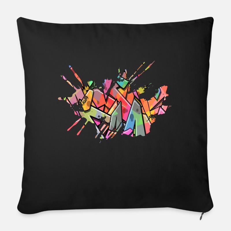 Graffiti-Stil Splash Hip Hop Farben Malfarbe - Sofakissen mit Füllung 45 x 45 cm - Schwarz