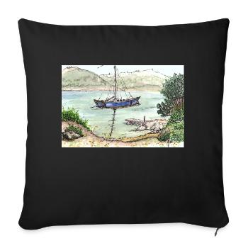 Segelboot - Sofakissen mit Füllung 45 x 45 cm - Schwarz - Vorne
