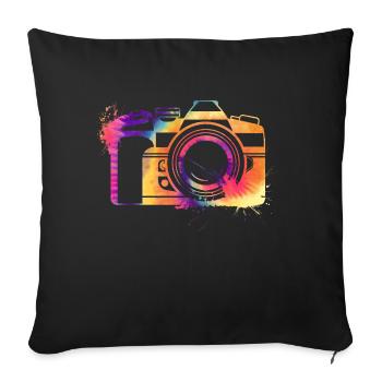 Fotograf Geschenk | Fotografie Kamera Motiv - Sofakissen mit Füllung 45 x 45 cm - Schwarz - Vorne