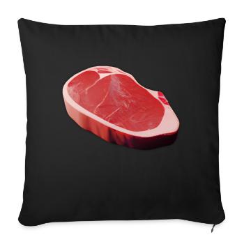 Comic Steak as 3D Art - Meat Gift Idea - Sofa pillow with filling 45cm x 45cm - black - Front