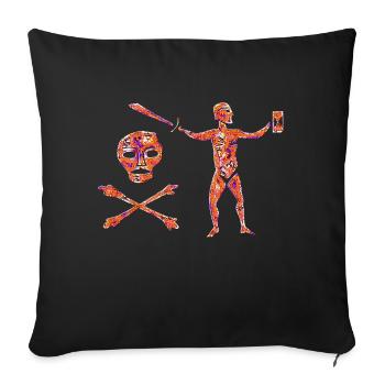 Pirate Flag Jean Thomas Dulaien 4 - Sofa pillow with filling 45cm x 45cm - black - Front